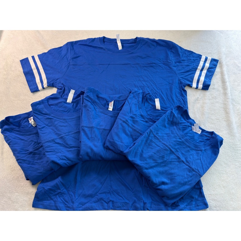 Royal Avalon Mens Royal Blue Jersey T-Shirt Cotton Striped Sleeve XL Lot of 6
